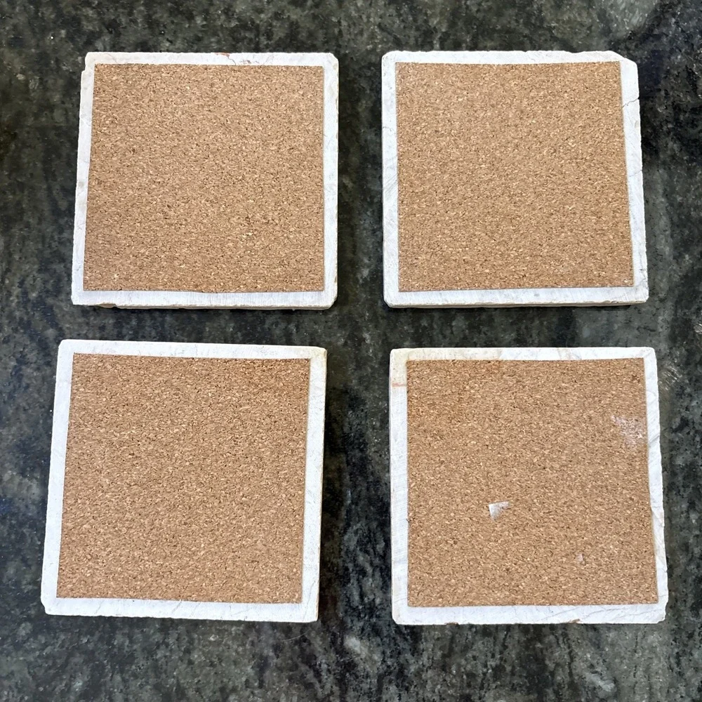 (4) Michigan Natural‎ Stone Coasters The Lakes Are Calling Cork Backing 4